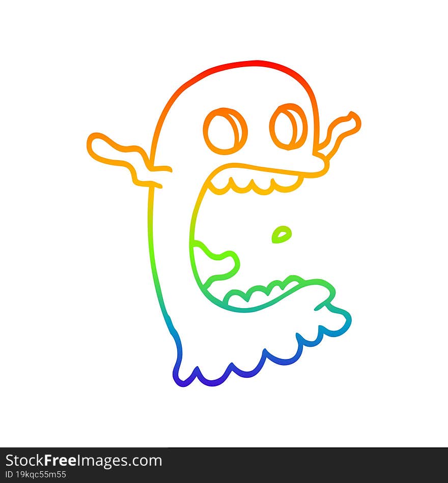 rainbow gradient line drawing cartoon spooky ghost