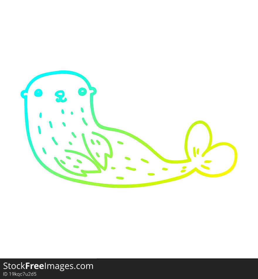 cold gradient line drawing cartoon seal