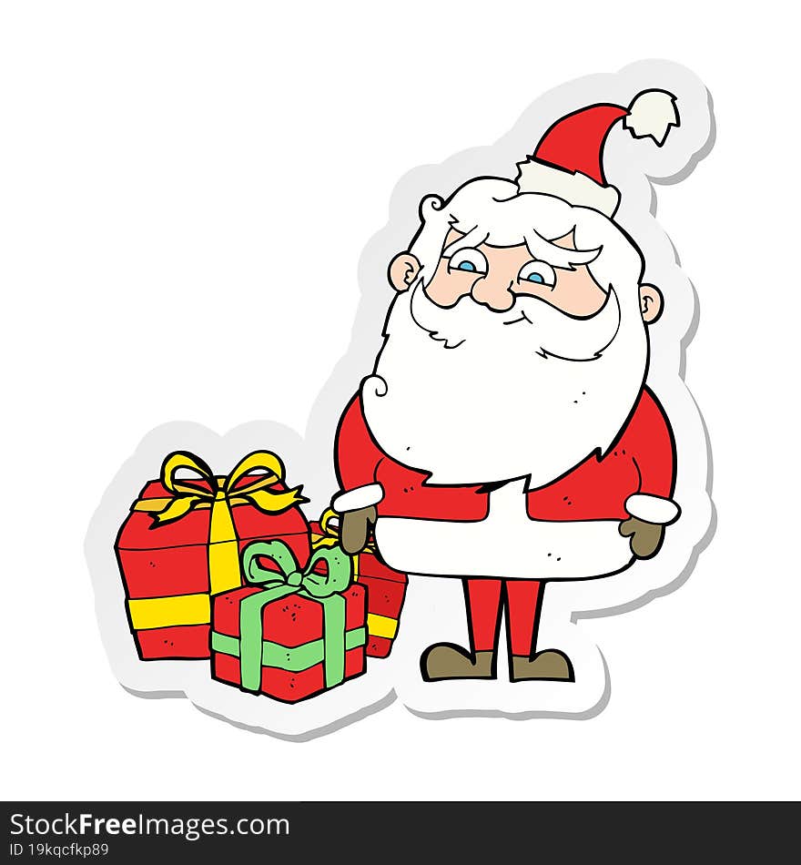 sticker of a cartoon santa claus