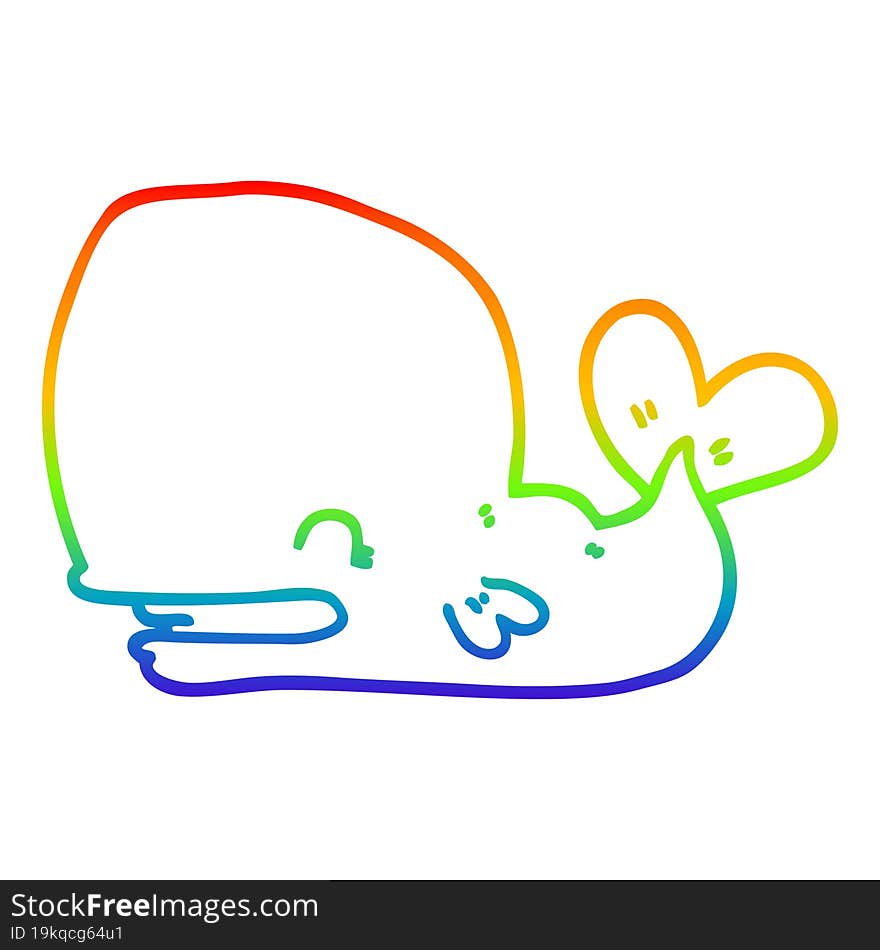 rainbow gradient line drawing cartoon whale