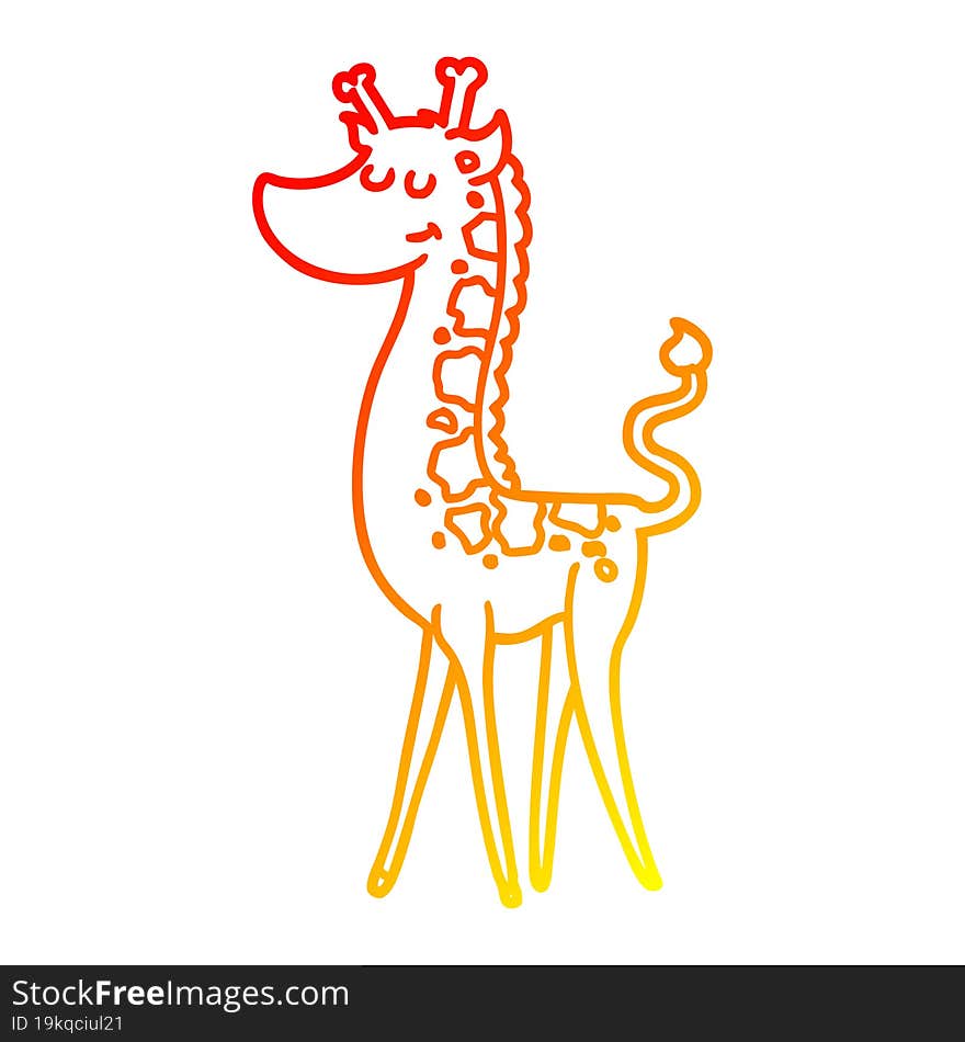 warm gradient line drawing cartoon giraffe