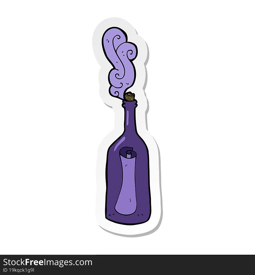 Sticker Of A Cartoon Letter In A Bottle