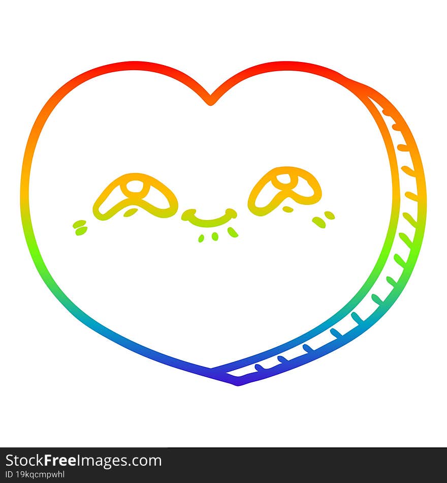 Rainbow Gradient Line Drawing Cartoon Love Heart