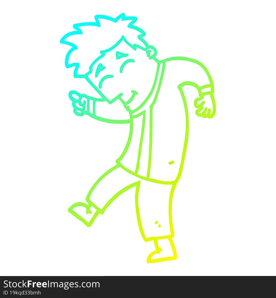 cold gradient line drawing of a cartoon dancing man