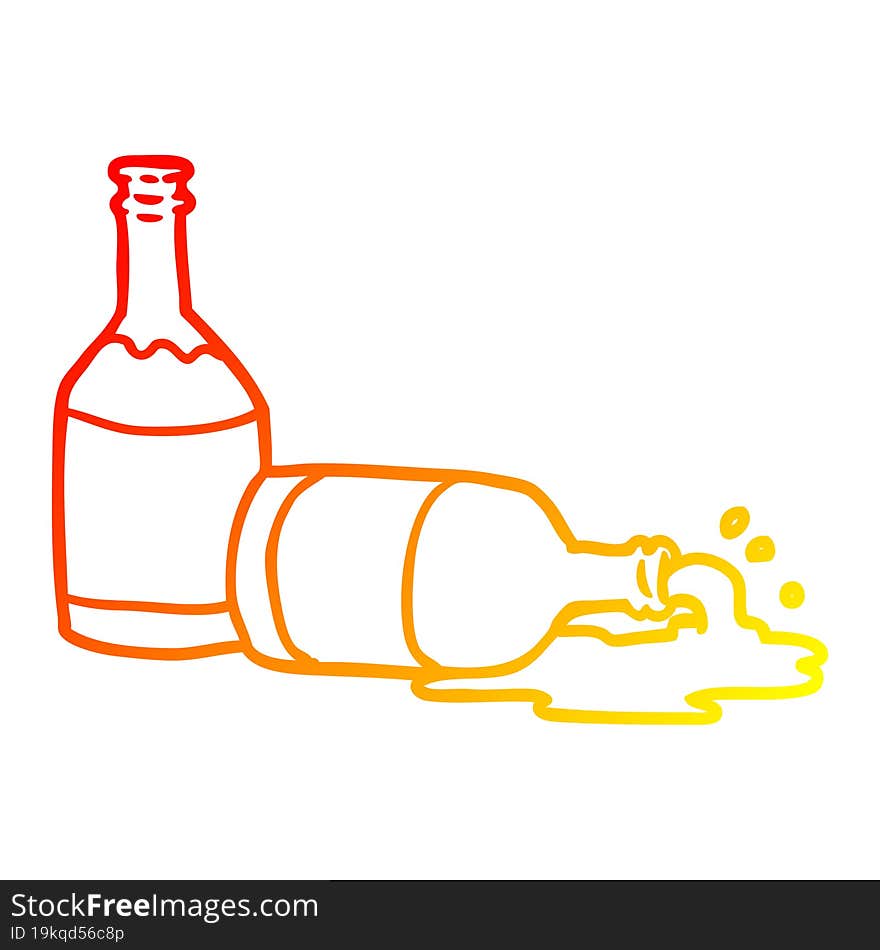 warm gradient line drawing beer bottles with spilled beer