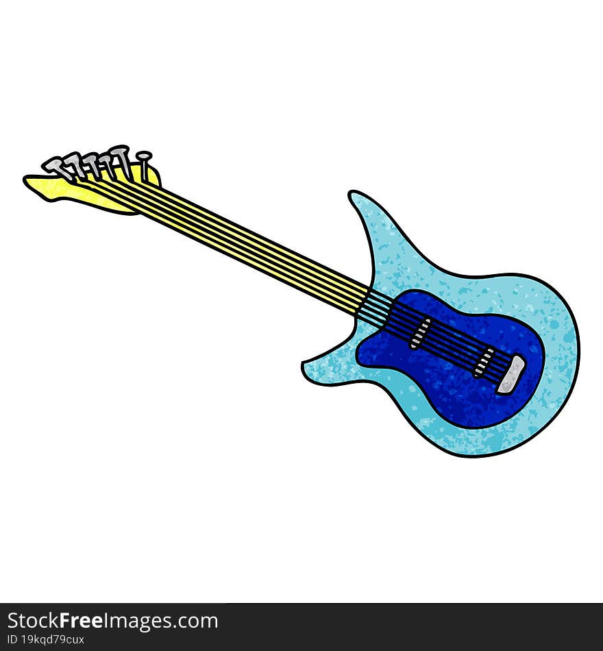 hand drawn textured cartoon doodle of a guitar