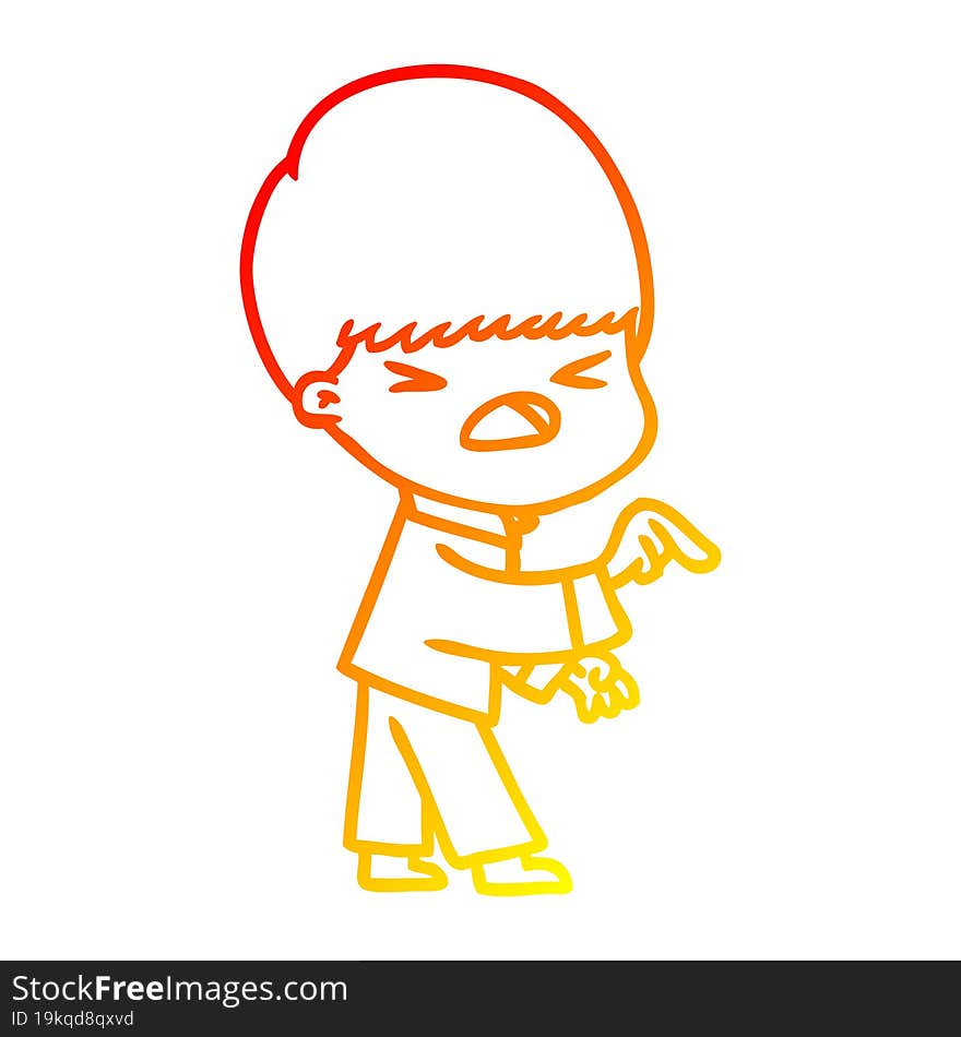 Warm Gradient Line Drawing Cartoon Stressed Man