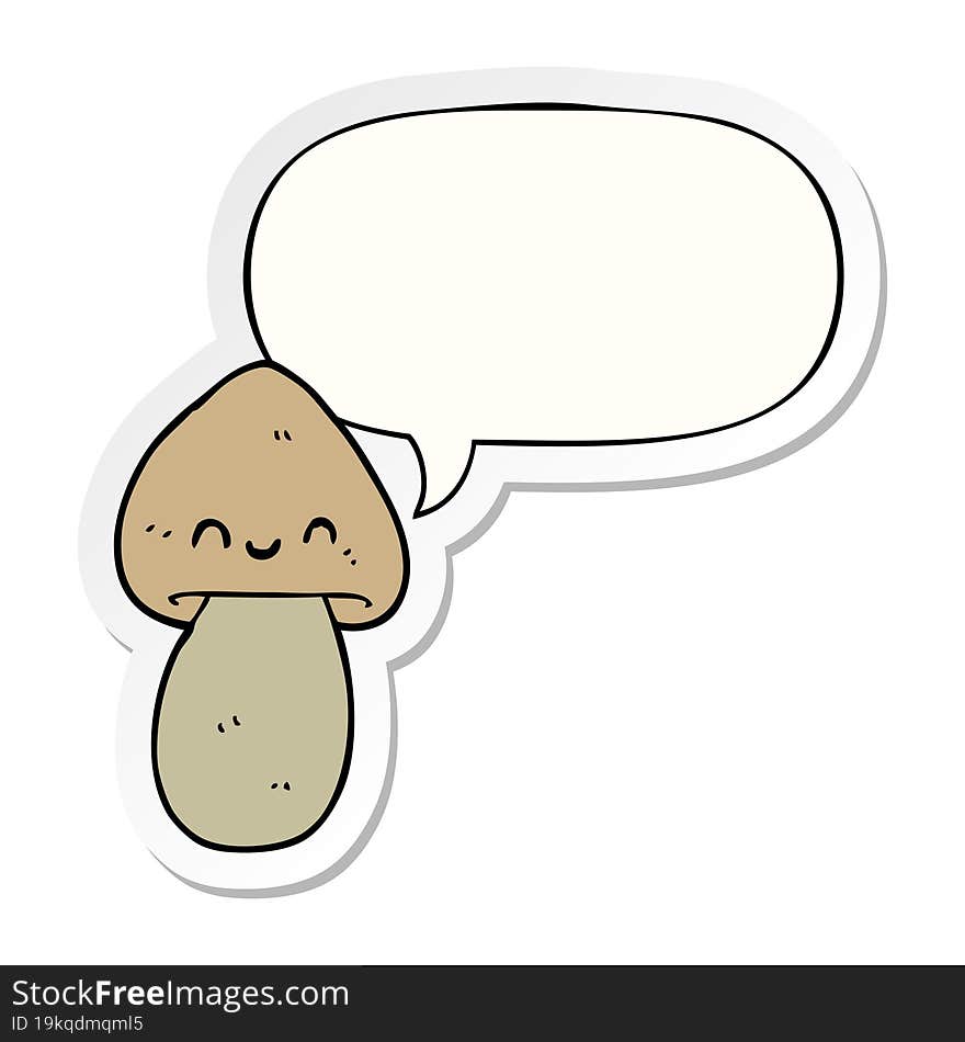 cartoon mushroom and speech bubble sticker