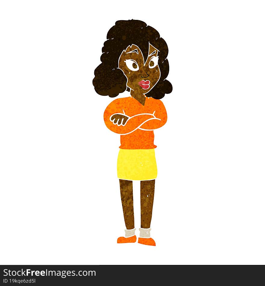 cartoon woman with crossed arms