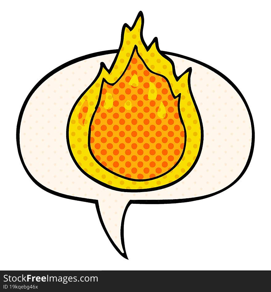 Cartoon Fire And Speech Bubble In Comic Book Style