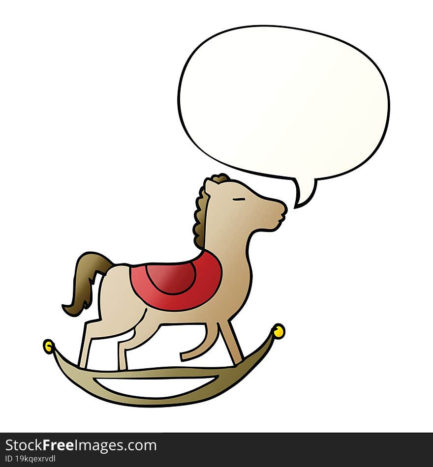 Cartoon Rocking Horse And Speech Bubble In Smooth Gradient Style