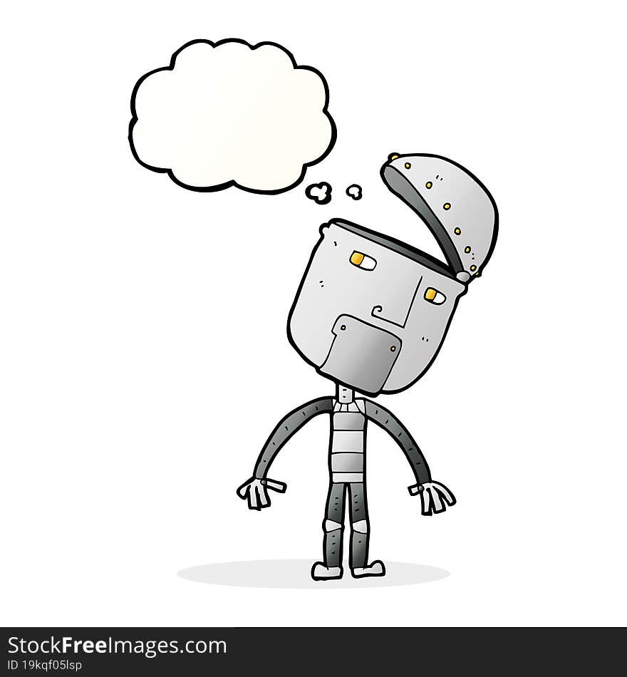 cartoon robot with thought bubble