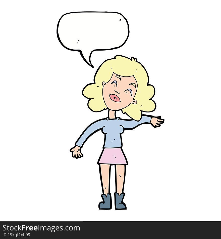 Cartoon Woman Only Joking With Speech Bubble