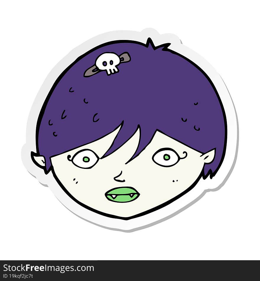 sticker of a cartoon vampire face