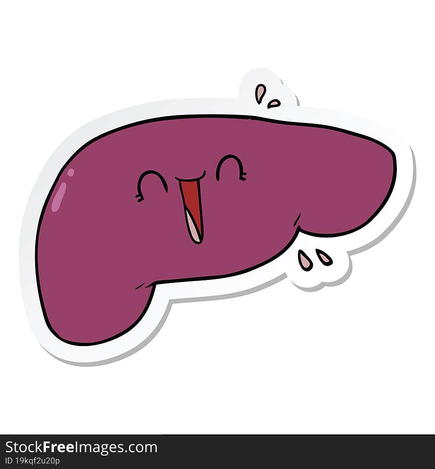 Sticker Of A Cartoon Liver