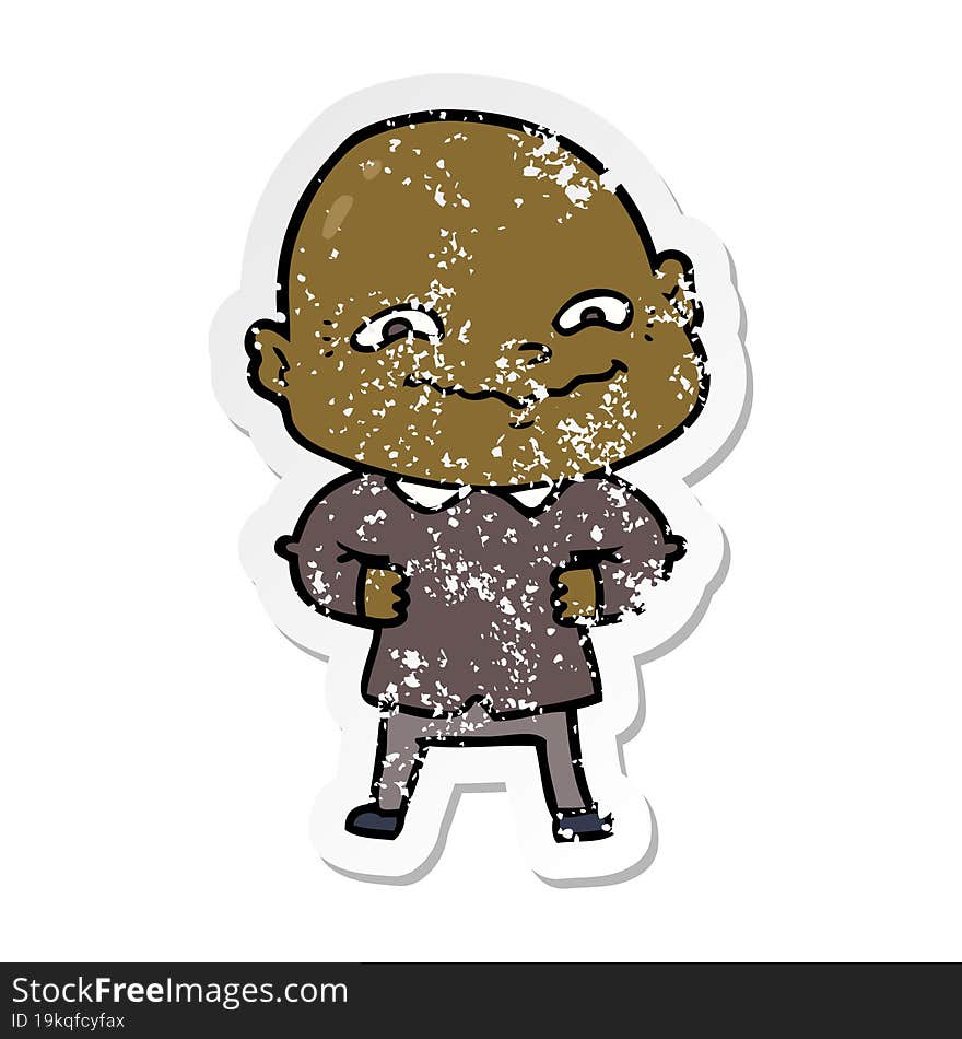 distressed sticker of a cartoon creepy guy