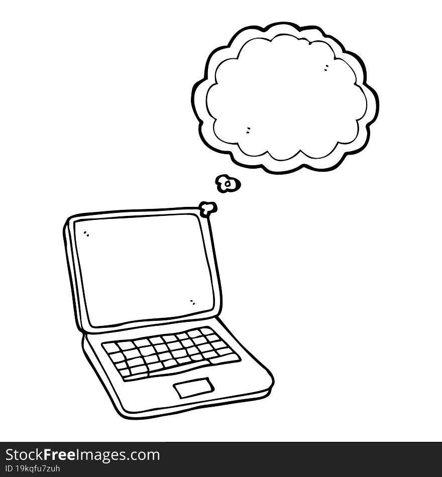 Thought Bubble Cartoon Laptop Computer