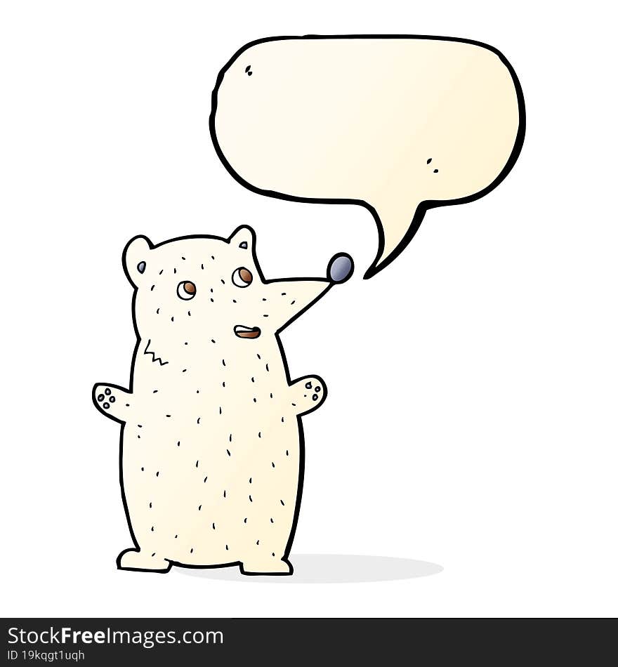 funny cartoon polar bear with speech bubble