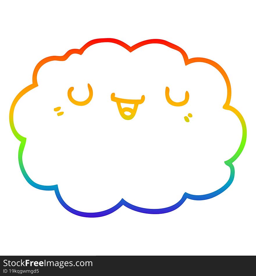 rainbow gradient line drawing cartoon cloud