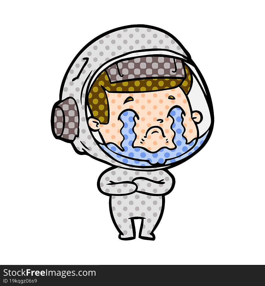 cartoon crying astronaut. cartoon crying astronaut