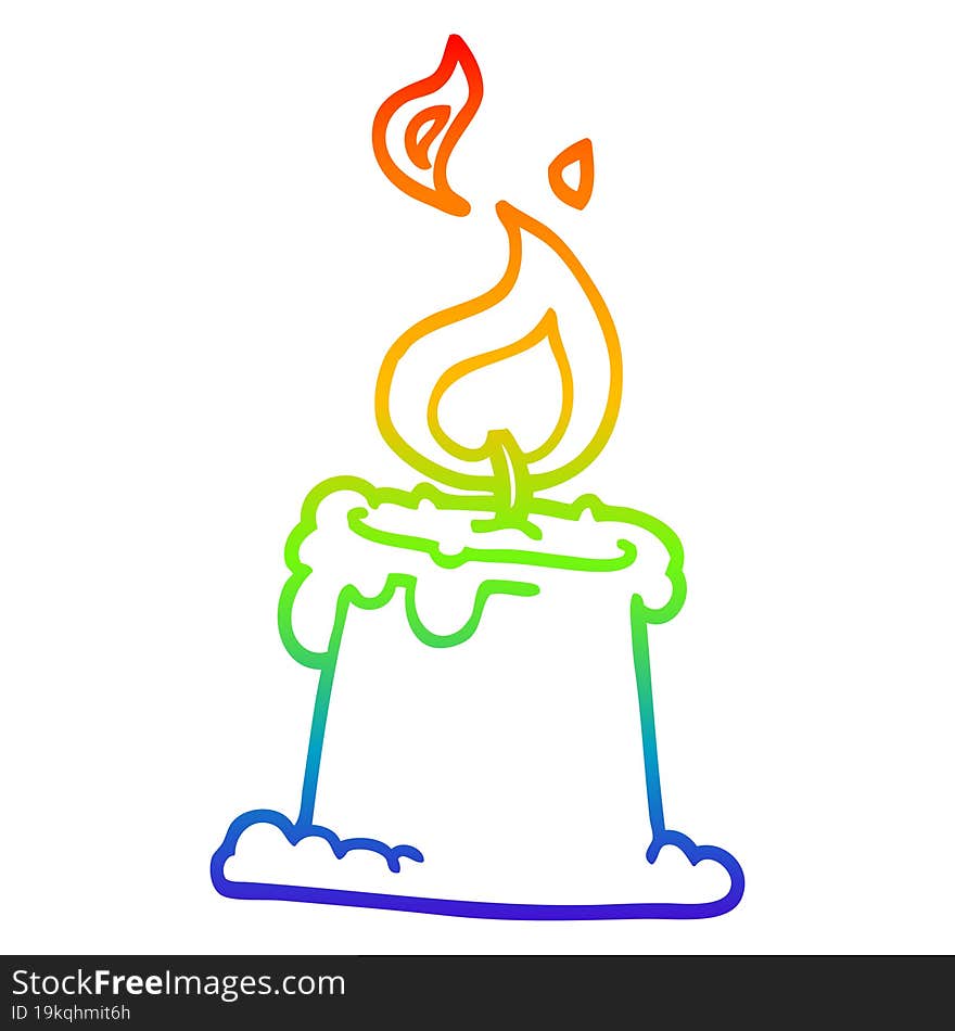 rainbow gradient line drawing cartoon lit candle