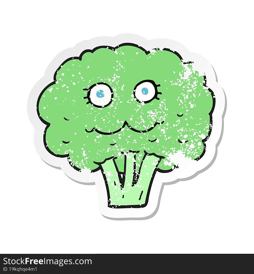 retro distressed sticker of a cartoon broccoli