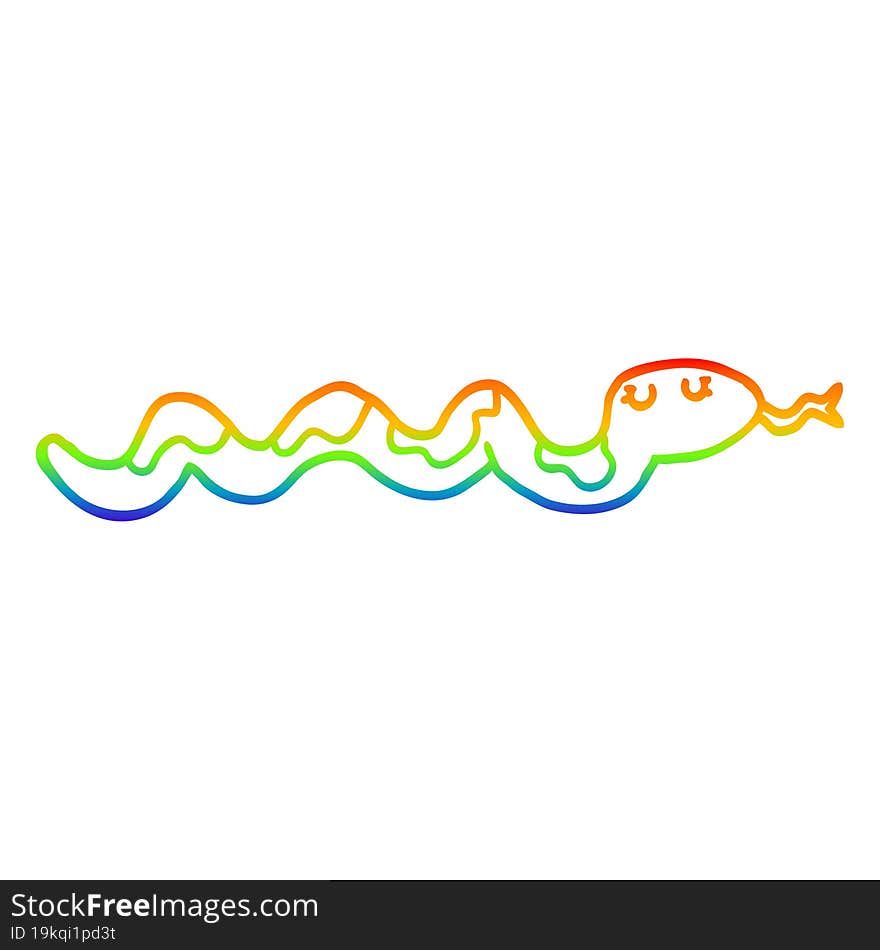 Rainbow Gradient Line Drawing Cartoon Snake