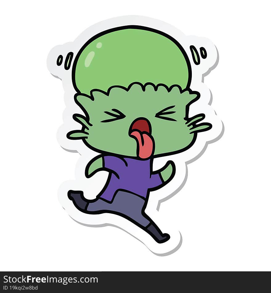 sticker of a weird cartoon alien