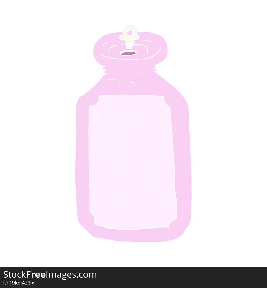 flat color illustration of a cartoon hot water bottle