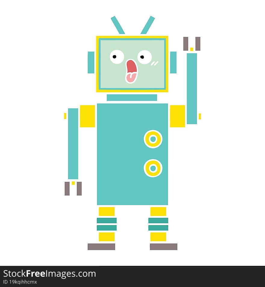 flat color retro cartoon of a robot