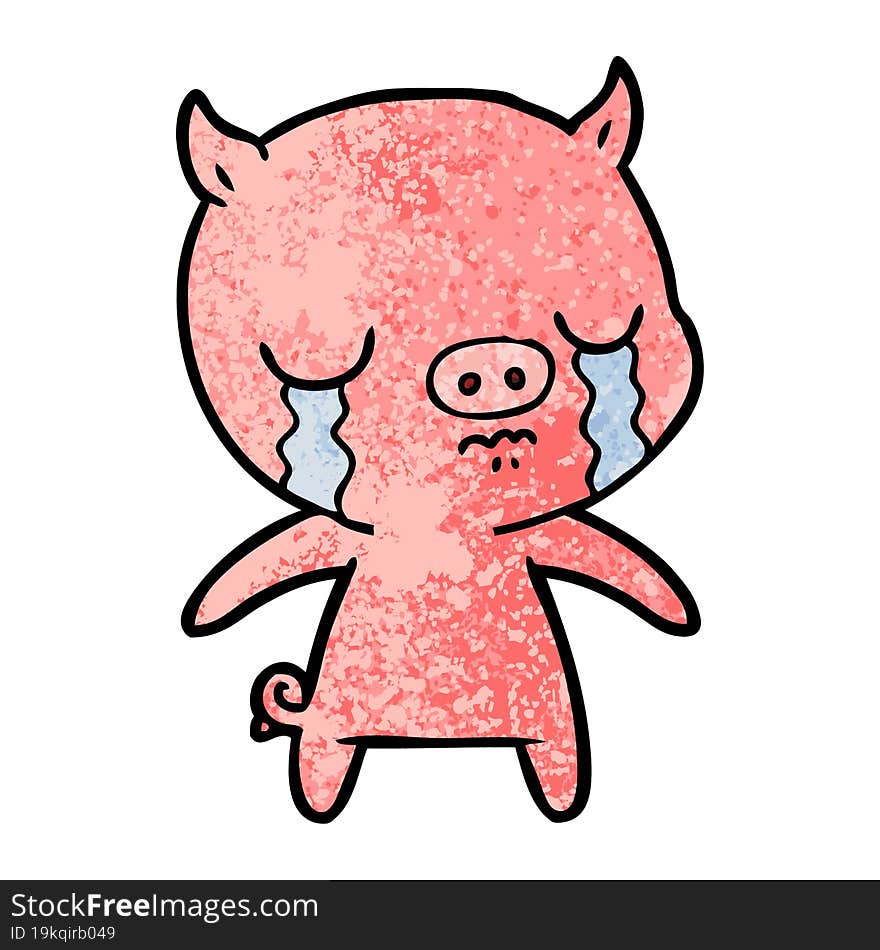 cartoon pig crying. cartoon pig crying