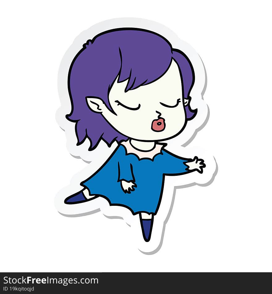 sticker of a cute cartoon vampire girl