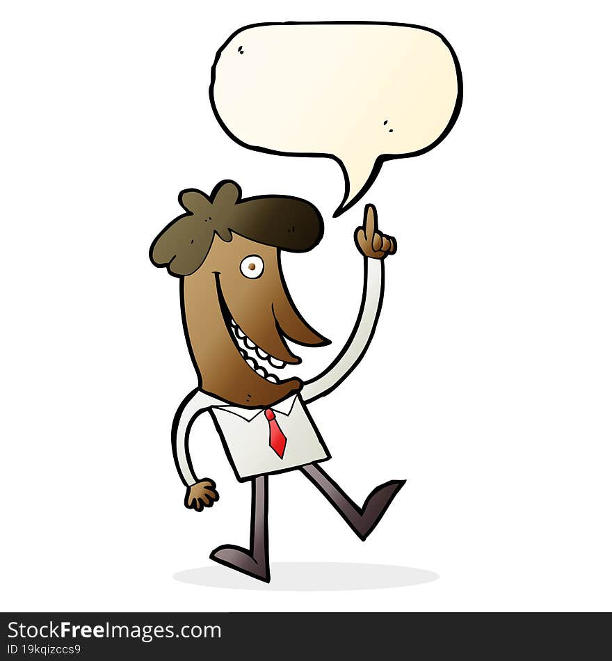 Cartoon Man With Idea With Speech Bubble