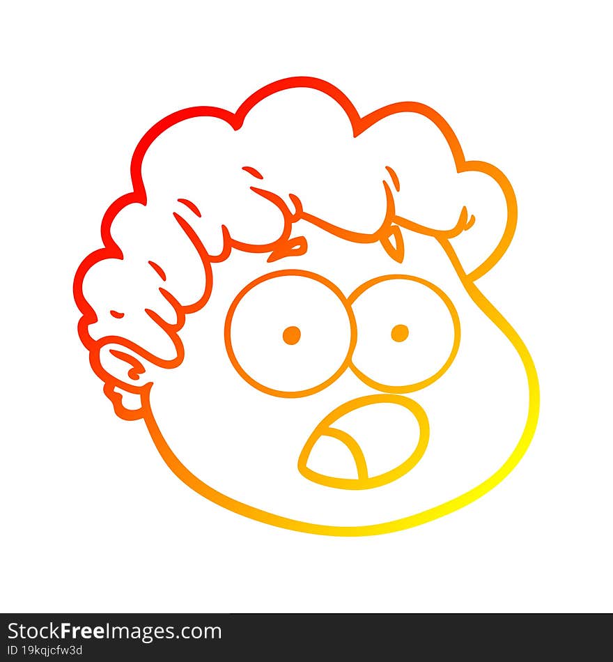 Warm Gradient Line Drawing Cartoon Male Face