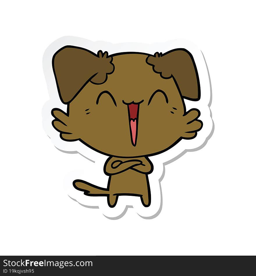 sticker of a happy little dog cartoon