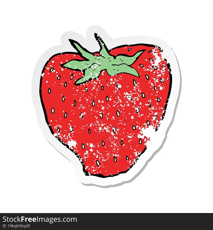 retro distressed sticker of a cartoon strawberry