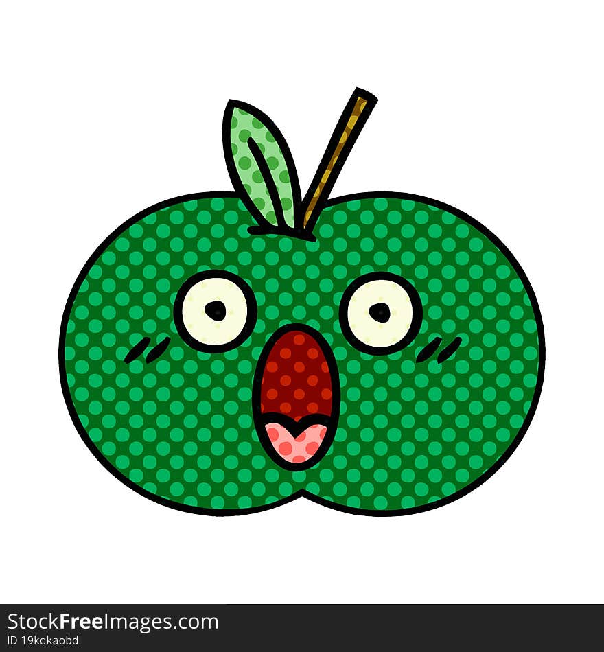 comic book style cartoon juicy apple