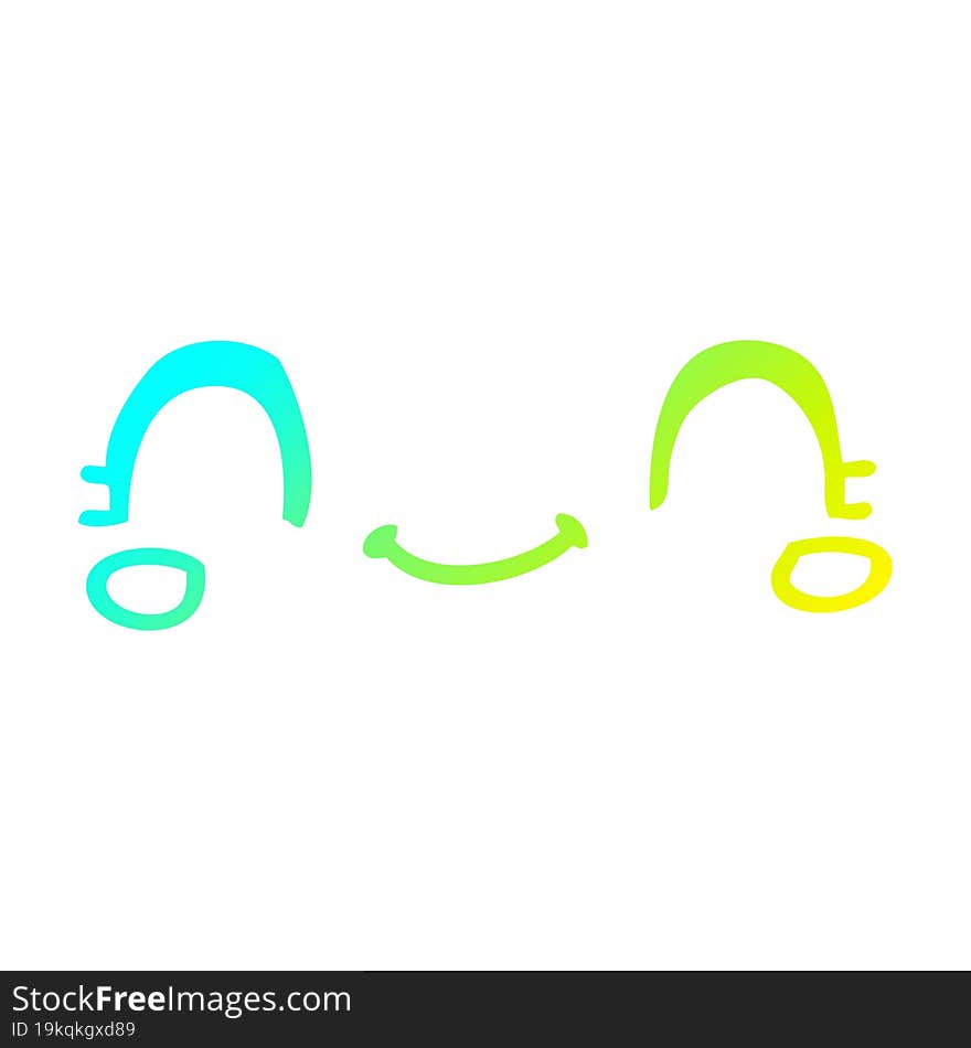 cold gradient line drawing cute cartoon face