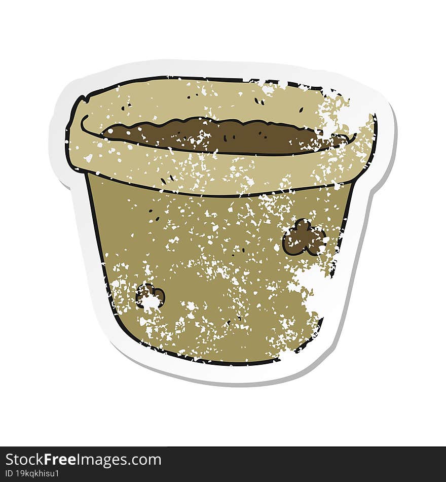 retro distressed sticker of a cartoon pot of earth