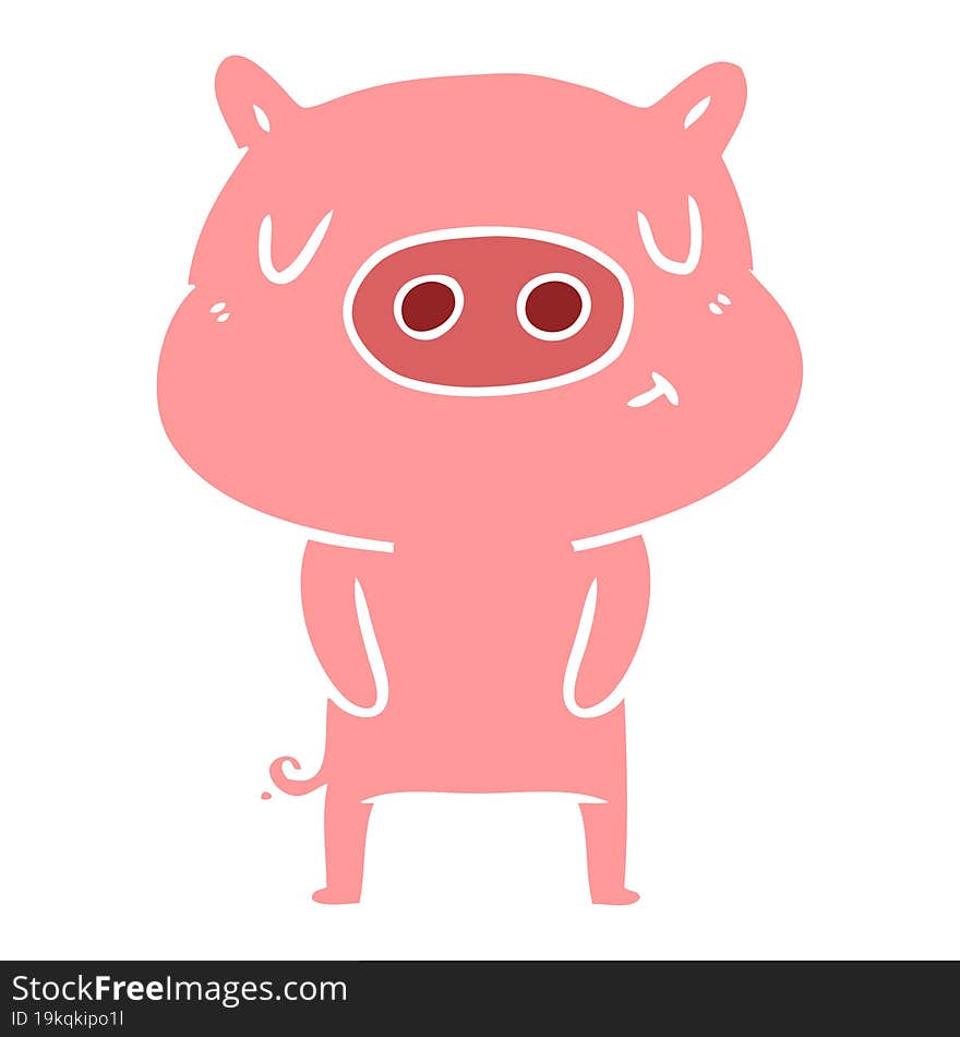 flat color style cartoon content pig