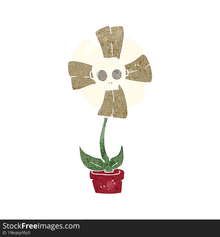 cartoon skull flower