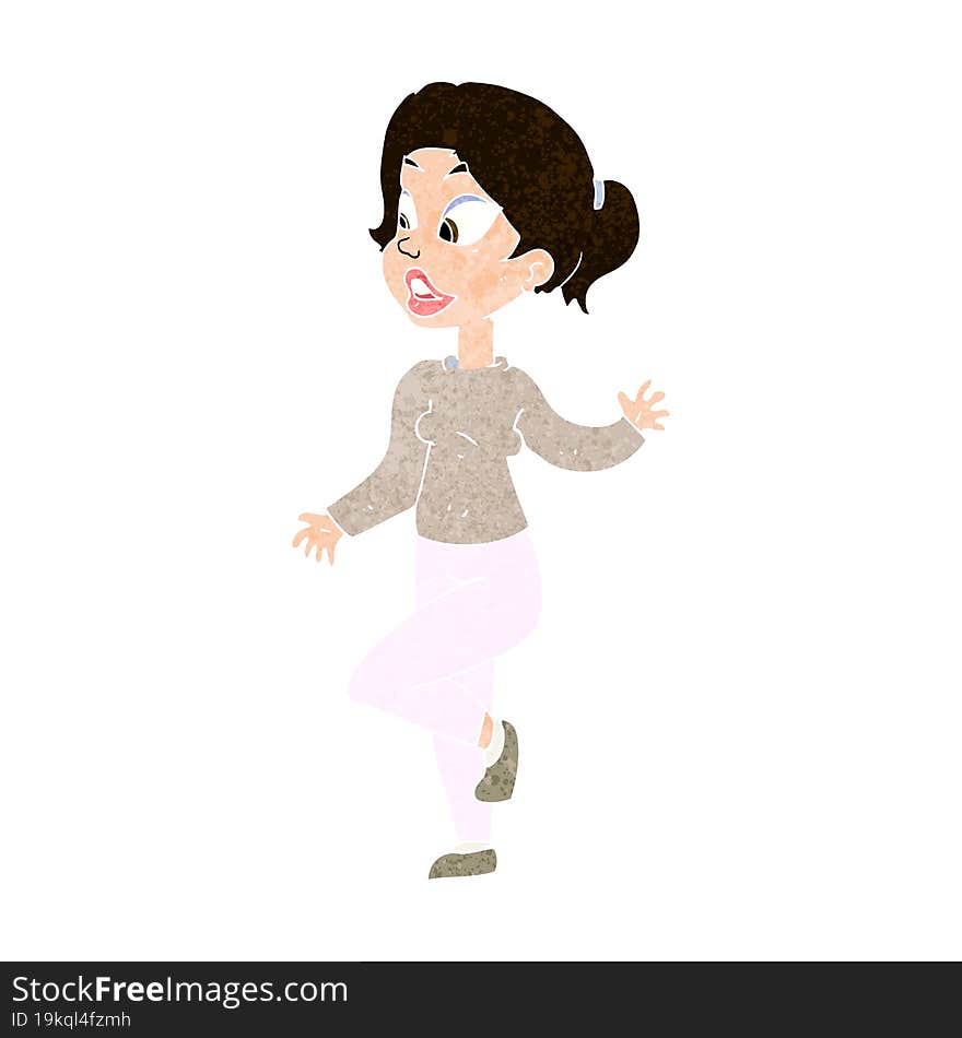 cartoon friendly woman waving