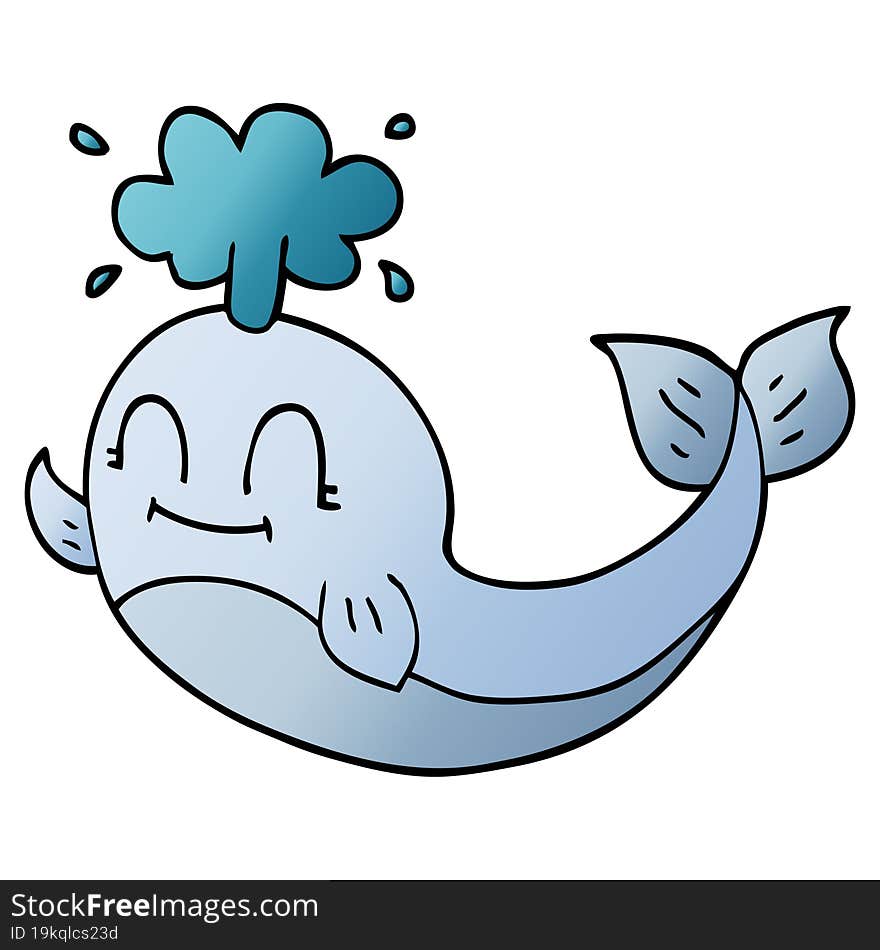 cartoon doodle of a happy whale