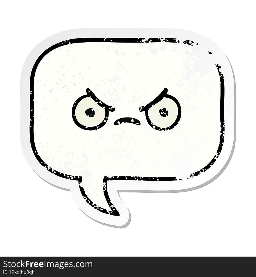 distressed sticker of a cute cartoon speech bubble