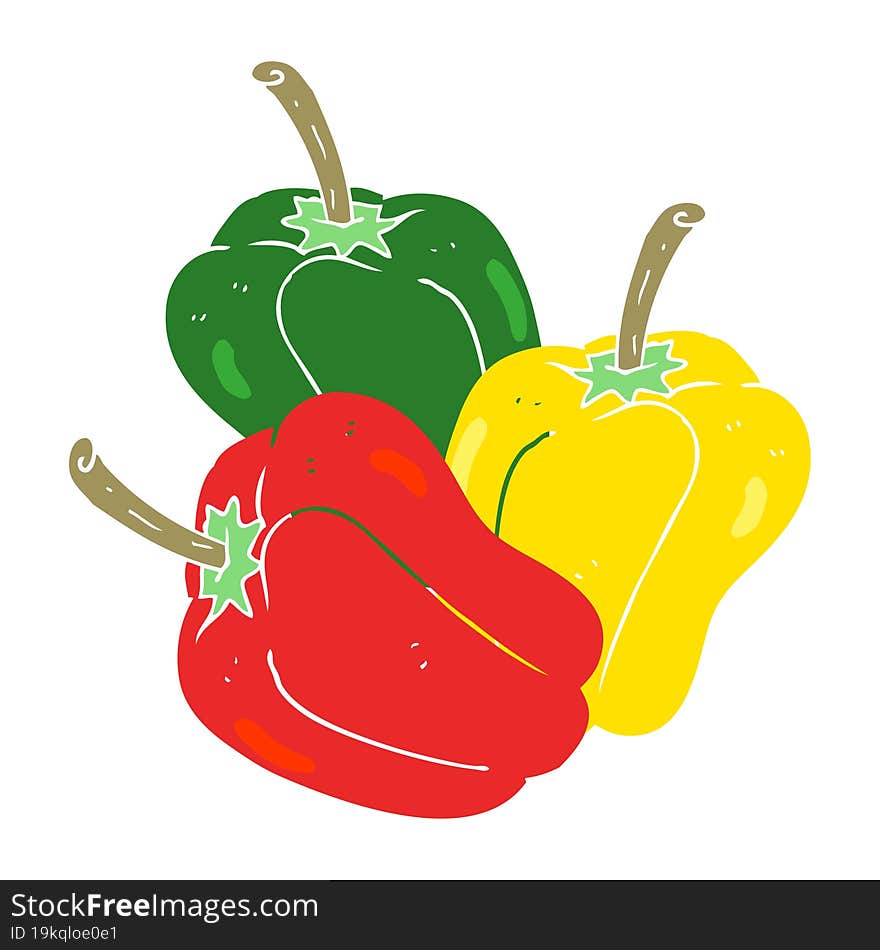 flat color illustration of a cartoon peppers