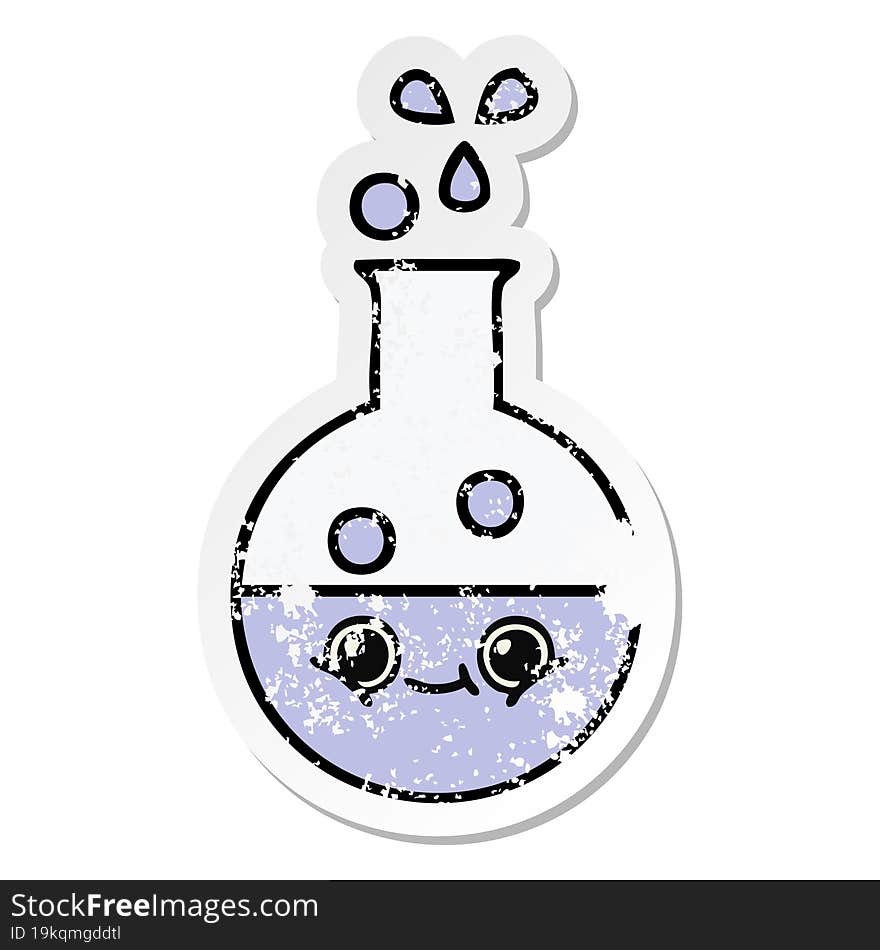 distressed sticker of a cute cartoon test tube