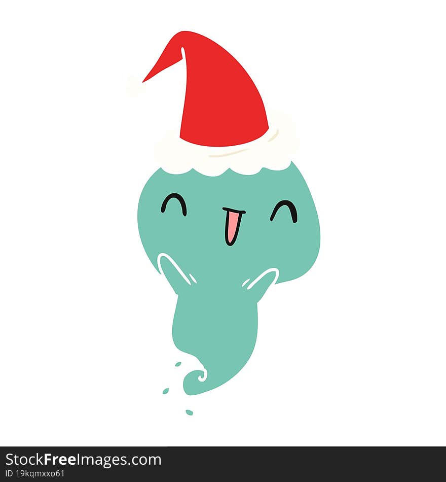 hand drawn christmas cartoon of kawaii ghost