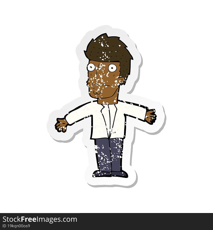 Retro Distressed Sticker Of A Cartoon Confused Man