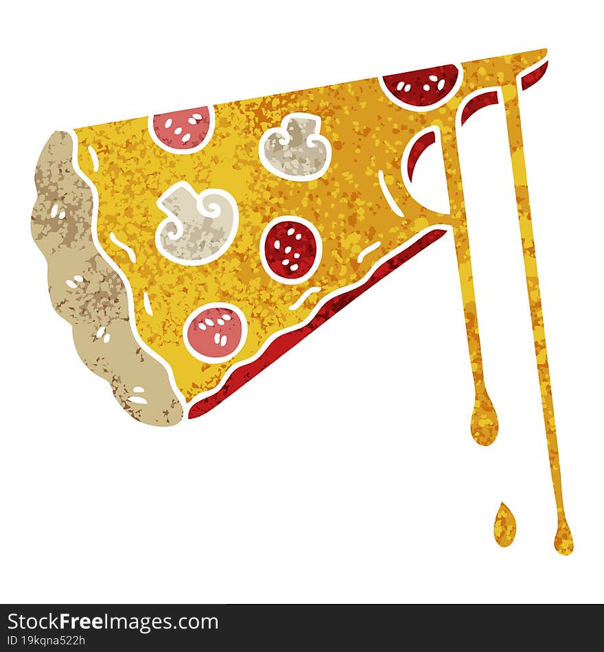 quirky retro illustration style cartoon cheesy pizza