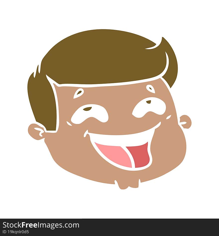 happy flat color style cartoon male face